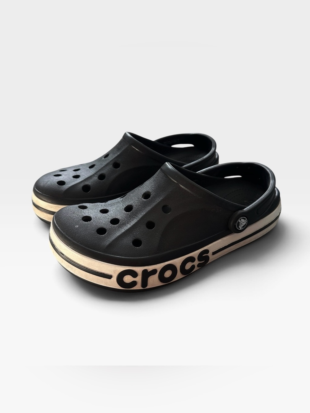 Crocs Bayaband Bold Letter Spell Out Shoes Clogs Men 7 Women 9